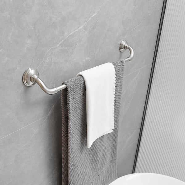 Bathroom Hardware Set 4-Piece Bath Hardware Set with Towel Bar, Robe Hook, Toilet Paper Holder in Brushed Nickel