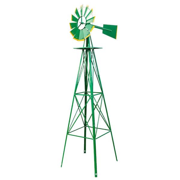 Unbranded 8 ft. Ornamental Windmill Backyard Garden Decoration Weather Vane Wind Spinners for Garden, Yard, Farm, Seaside-Green