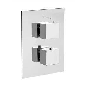 Quadro 2-Handle Shower Faucet Trim Kit in Chrome with Thermostatic Valve and Volume Control