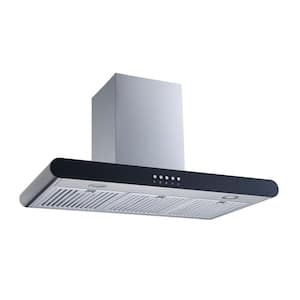 36 in. Convertible Wall Mount Range Hood in Stainless with Steel Baffle Filters and Push Button