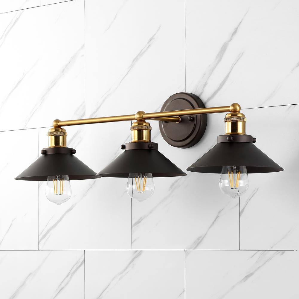 Elegant Oil Rubbed Bronze & Brass 3-Light Vanity Wall Fixture