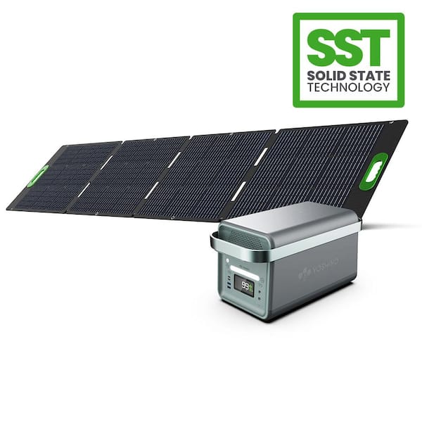 Solid-State Solar Battery Generator 2,000W (1,326Wh) Push-Button Start with 200W Portable Solar Panel, Camping, Home, RV