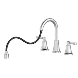 Melina 8 in. Widespread Double-Handle Pull-Down Bathroom Faucet in Brushed Nickel