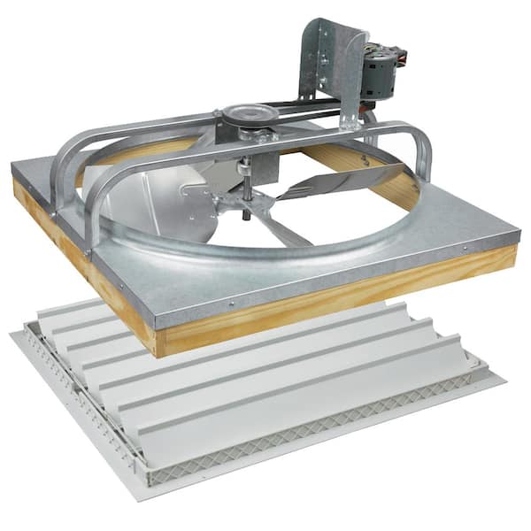 Air Vent 18.25 in x 34 in 5700 CFM White Aluminum Automatic Shutter Speed Control Whole House Fan