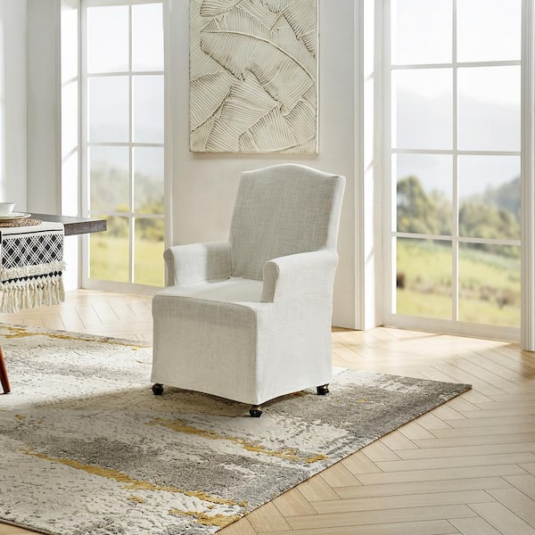 JAYDEN CREATION Adelina Ivory Traditional Roll Arm Dining Chair