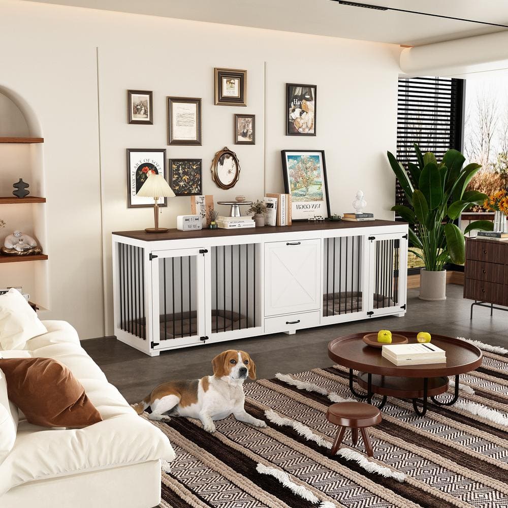 Reviews for FUFU&GAGA Modern Indoor Large Dog Crate With 4 Dog Bowls