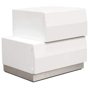 Spain 2 -Drawer White Modern Nightstand Left Facing 19 in. H x 21 in. W x 16 in. D
