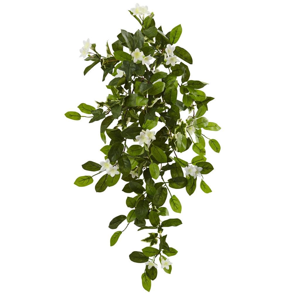 Nearly Natural Indoor 19 in. Mixed Stephanotis and Ivy Hanging Artificial Plant (4Set) 6151S4