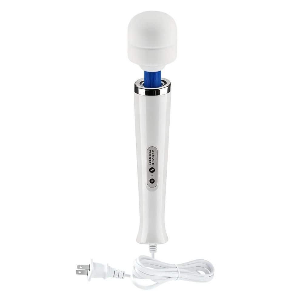 10-Speed Vibration Massage Wand, with Multiple Frequency Settings, in White Silicone Finish, Back Muscle Aches