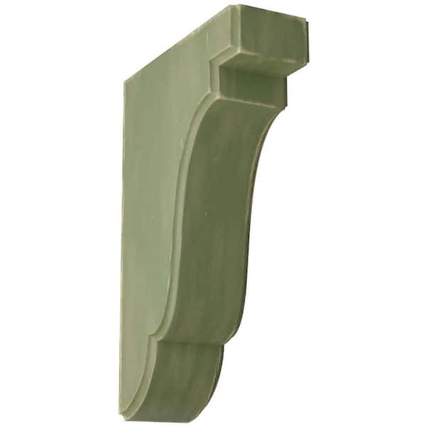 Ekena Millwork 1-3/4 in. x 7-1/2 in. x 5 in. Restoration Green Bedford Wood Vintage Decor Bracket