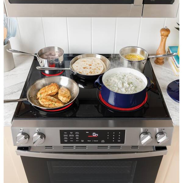 30 in. 5 Burner Element Free-Standing Electric Range in Black with Crisp Mode