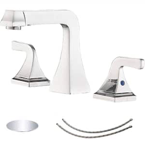 8 in. Widespread Double Handle Bathroom Faucet with Pop-up Drain Kit 3 Holes Brass Sink Basin Faucets in Polished Chrome