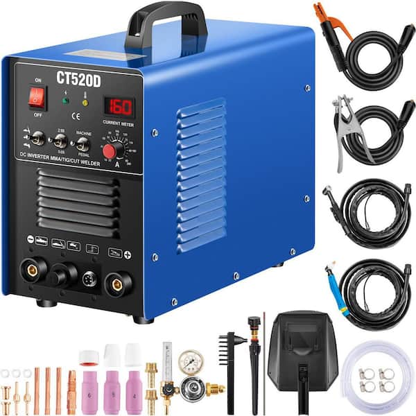 VEVOR 3 in 1 TIG/MMA/CUT Welder 200 Amp Arc Welding Machine 110/220-Volt Plasma Cutter CT520D 50 Amp with Clamp Cable