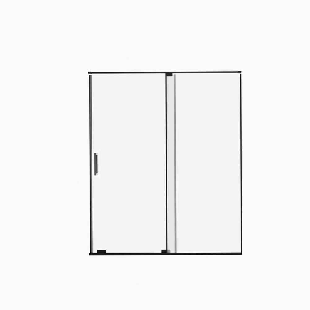 60 in. W x 72 in. H Semi-Frameless Sliding Shower Door in Matte Black with Premium 5/16 in. (8mm) Clear Tempered Glass price history on PriceWatchPro