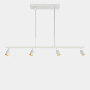 Shura Matte White 4-Light Track Lighting Pendant with Rotatable Heads, Integrated LED, Adjustable Height, 3000K, 1960L
