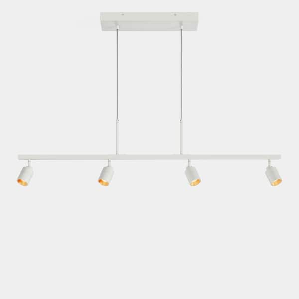 Vidalite Shura Matte White 4-Light Track Lighting Pendant with Rotatable Heads, Integrated LED, Adjustable Height, 3000K, 1960L