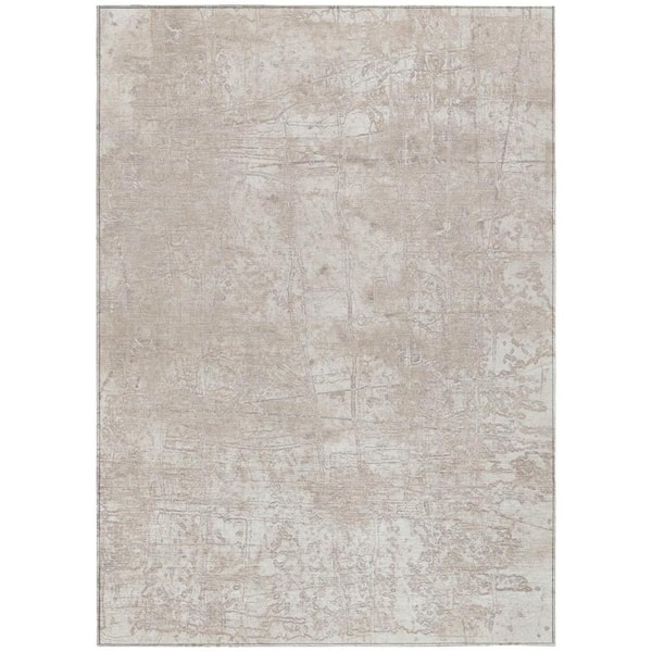 HomeRoots Ivory 9 ft. x 12 ft. Woven Abstract Rectangle Indoor/Outdoor Area Rug