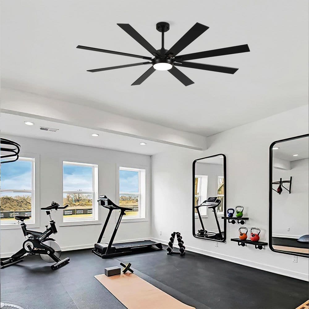 72 in. Black Downrod Standard Ceiling Fan with 8 Double-Finish Plywood Blades, LED Light and Remote Included price history on PriceWatchPro