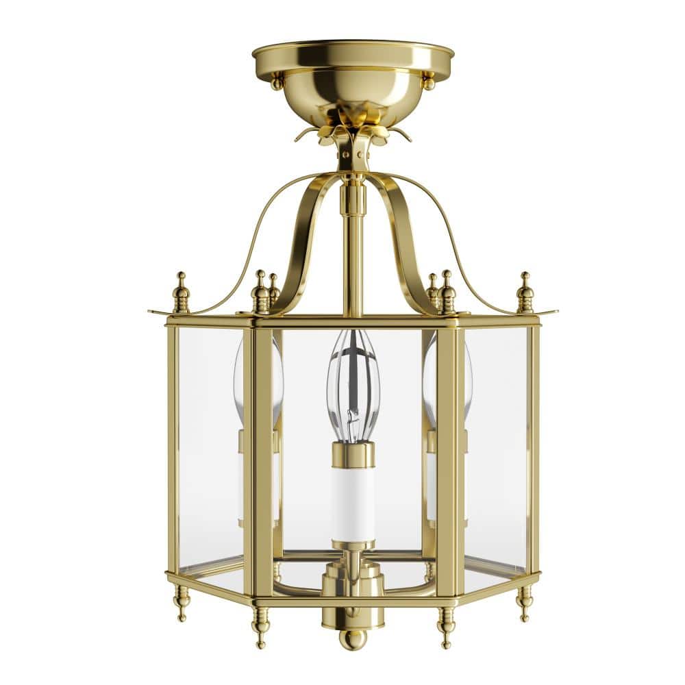 Polished Brass 3-Light Mini Pendant with Clear Glass