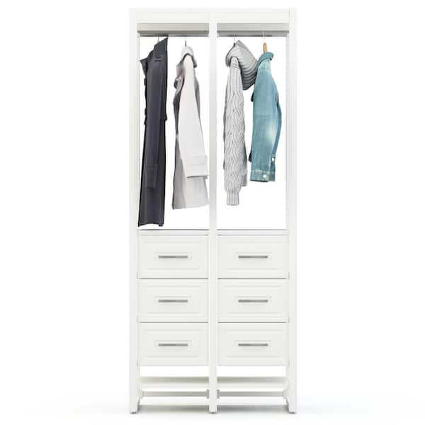 CLOSETS By LIBERTY 68.5 in. W White Adjustable Tower Wood Closet System  with 3 Drawers and 11 Shelves HS56700-RW-06 - The Home Depot