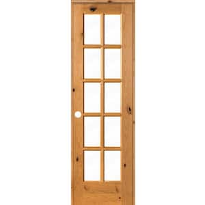 24 in. x 80 in. Knotty Alder Right-Handed 10-Lite Clear Glass Clear Stain Wood Single Prehung Interior Door