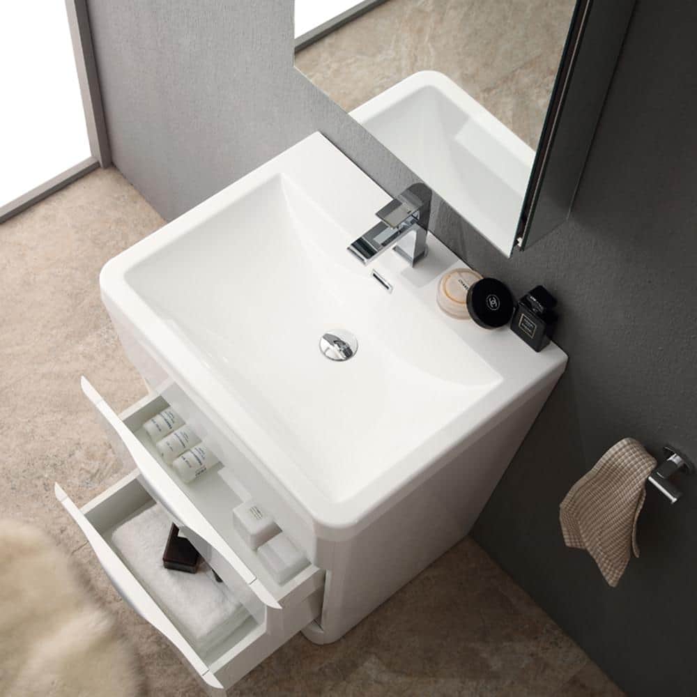 Milano 26" Glossy White Engineered Wood Vanity with Acrylic Sink