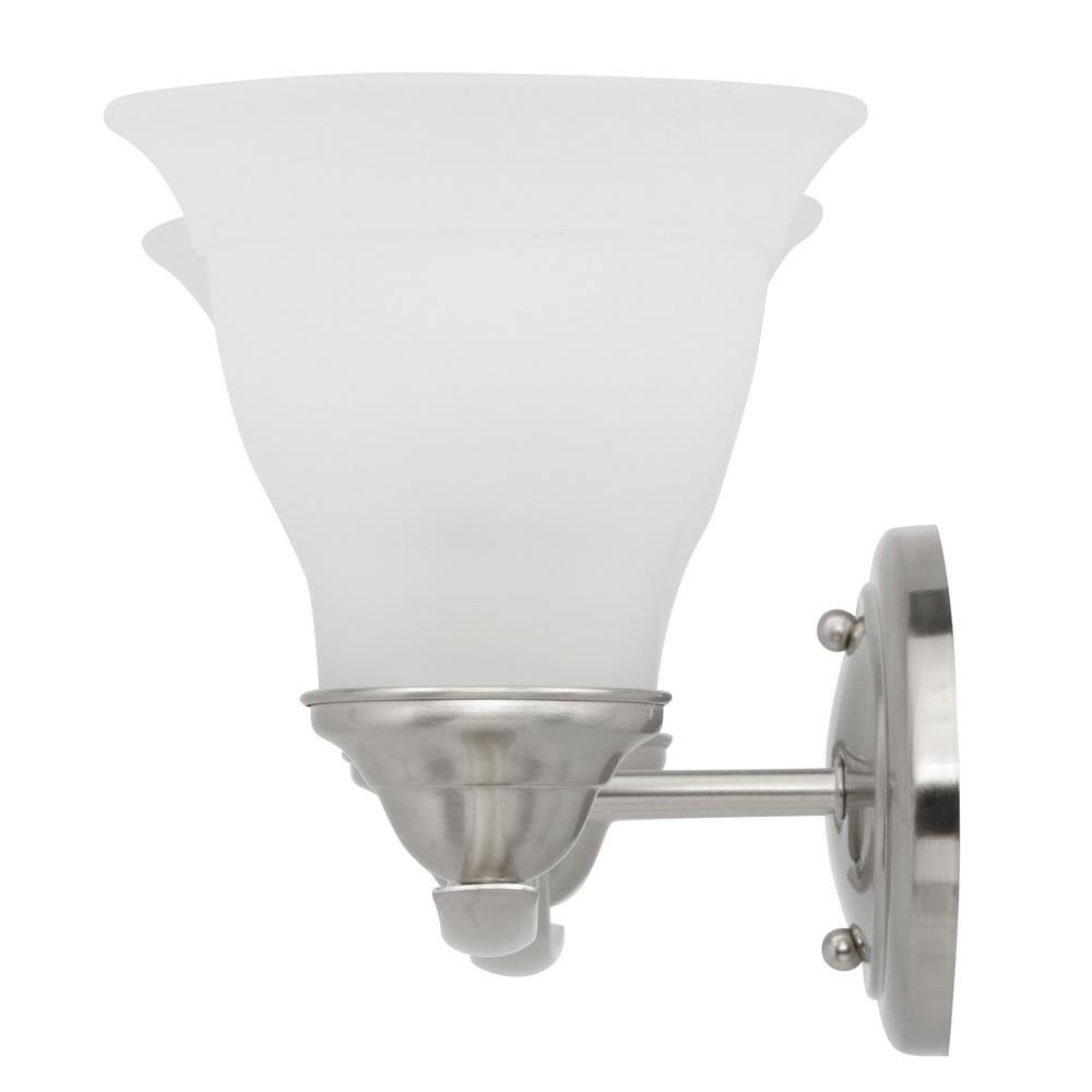 Trinity Brushed Nickel 2-Light Bath Vanity with Etched Glass Shades