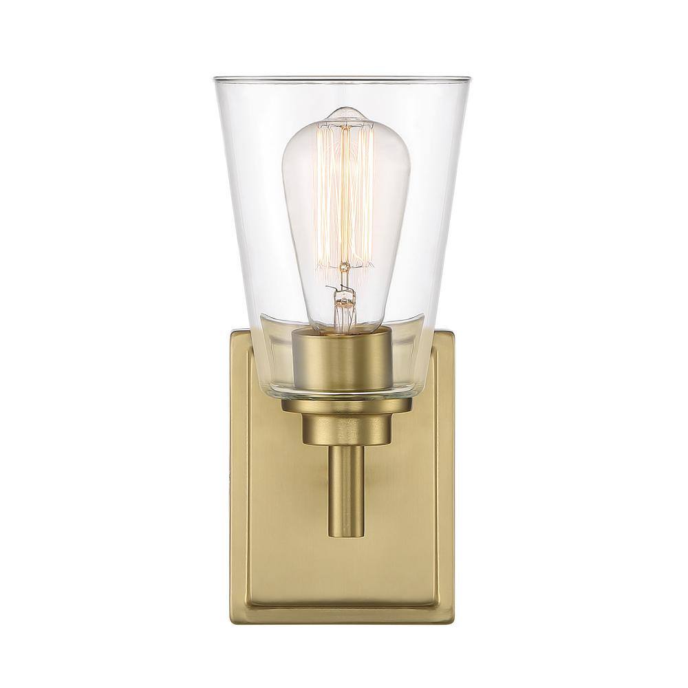 Westin Brushed Gold Dimmable Vanity Light with Clear Glass Shade
