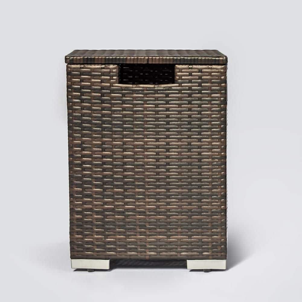 16 in. Brown PE Wicker Propane Tank Cover Patio Side Table Propane Gas Tank