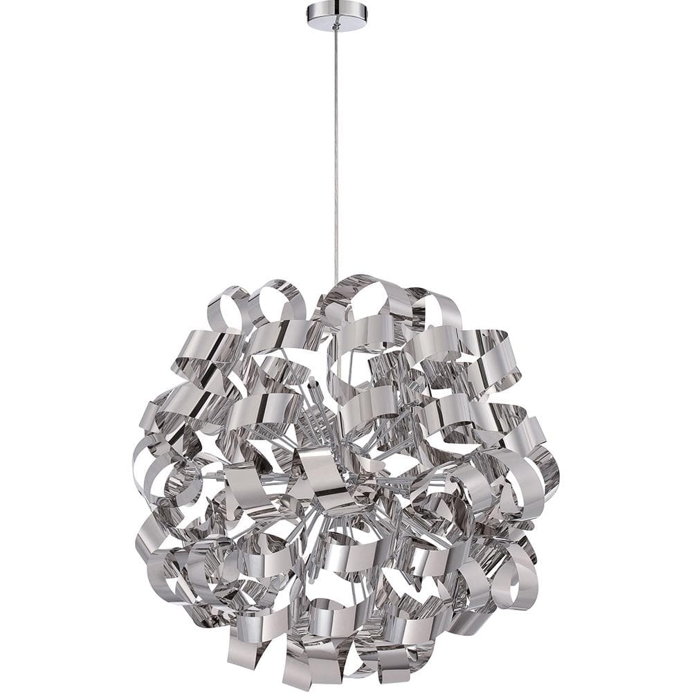 Polished Chrome Globe Pendant with Crystal Incandescence