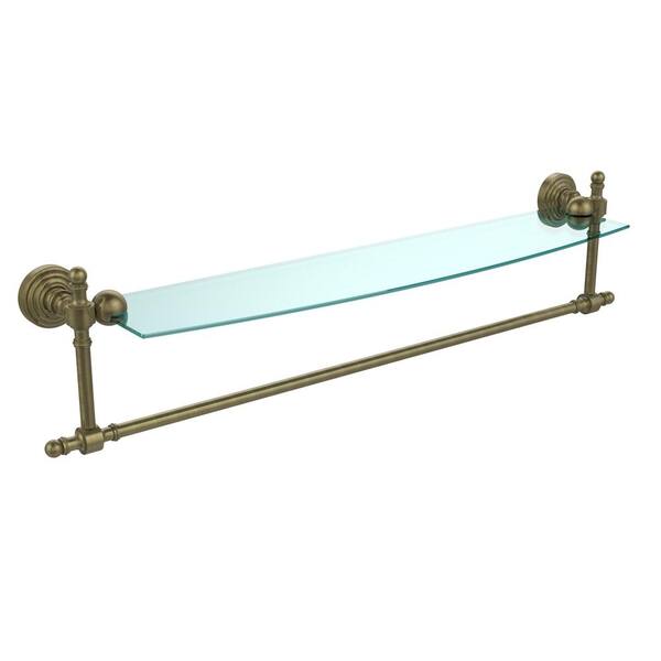 Allied Brass 22 in. L x 12 in. H x 5 in. W 2-Tier Clear Glass Bathroom Shelf  with Towel Bar in Antique Pewter P1000-2TB/22-GAL-PEW - The Home Depot