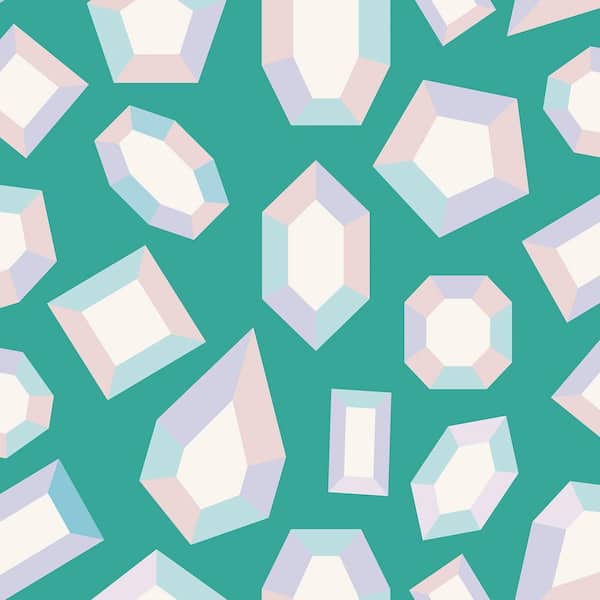 Teamson Kids Lele Gems Green Peel and Stick Wallpaper Sample