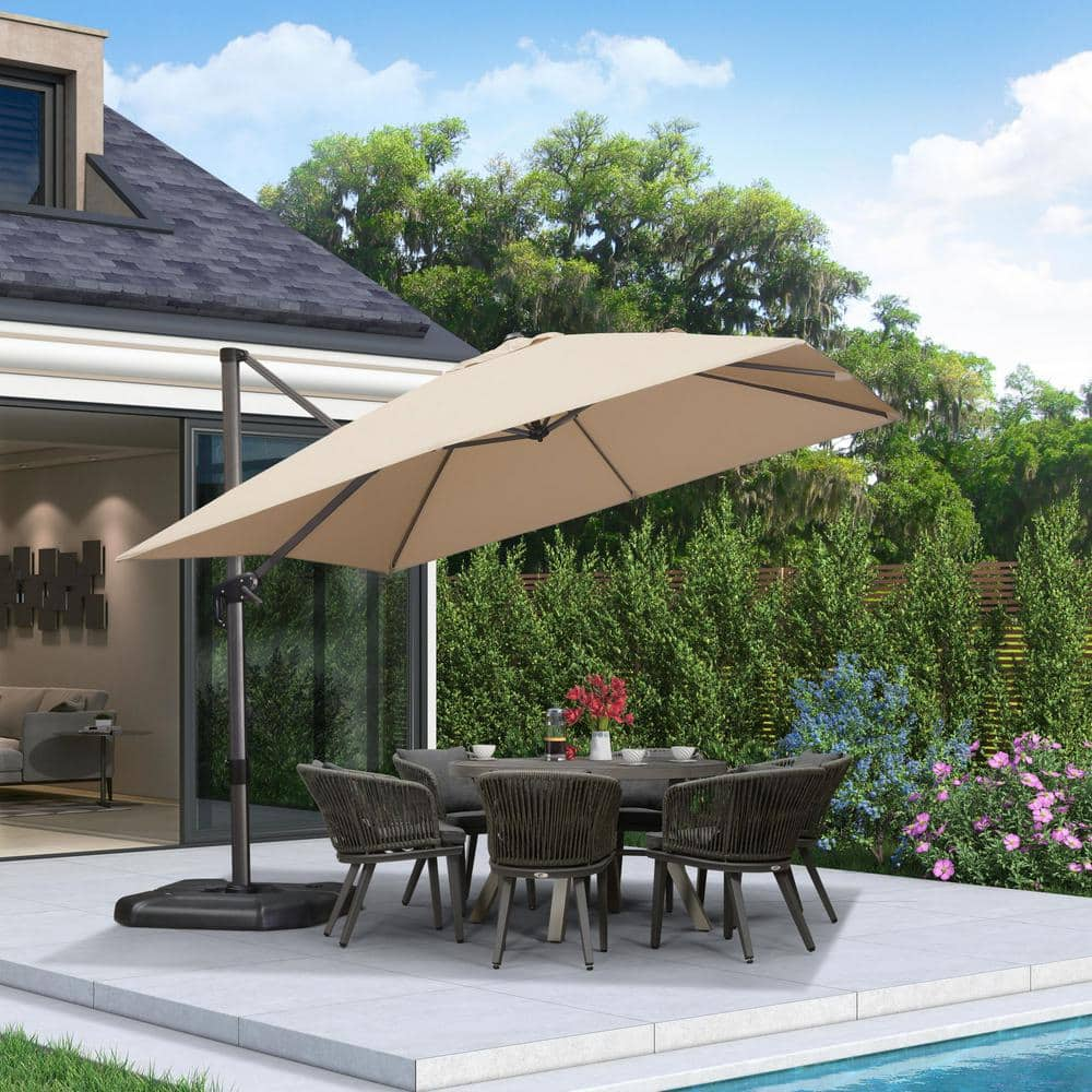 PURPLE LEAF 10 ft. Square Aluminum Outdoor Patio Cantilever Umbrella ...