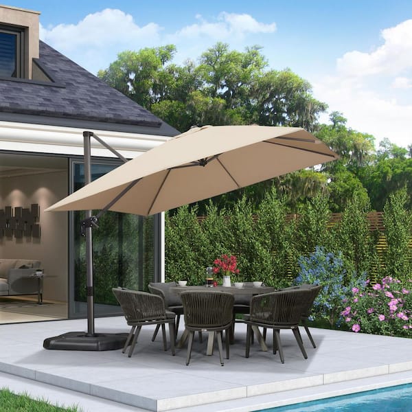 PURPLE LEAF 10 ft. Square Aluminum Outdoor Patio Cantilever Umbrella ...