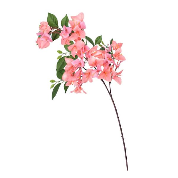 LIVING LUXURY 30 in. Peach Artificial Bougainvillea Flower Stem Spray (Set of 4)