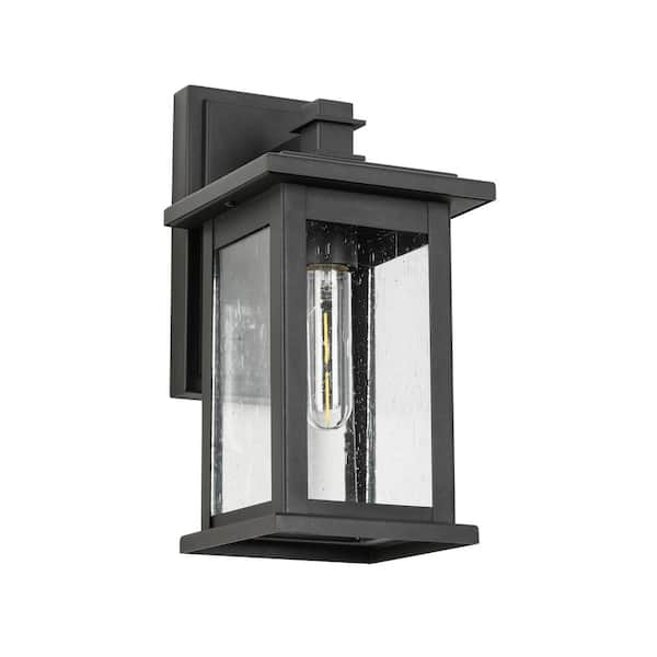 Jushua 1-Light Black not Motion Sensing Dusk to Dawn Outdoor Hardwired Wall Lantern Sconce with No Bulbs Included