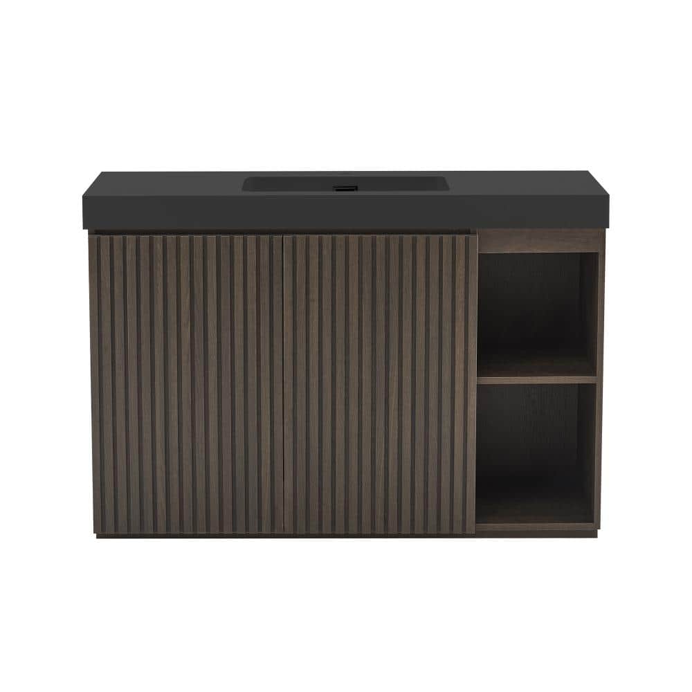 48 in. W Single Sink Freestanding Bath Vanity in Walnut with Black Quartz Top Unassembled price history on PriceWatchPro