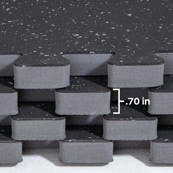 Norsk Shock Absorbent 25.2 in. x 25.2 in. x 0.70 in. Gym Tiles - Black/White Fleck (4-Pack)