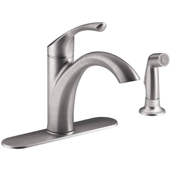 KOHLER Mistos Single-Handle Standard Kitchen Faucet with Side Sprayer in Stainless Steel