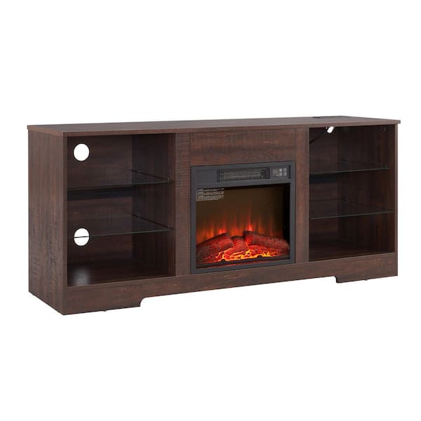 58 in. Freestanding Infrared Electric Fireplace in Espresso