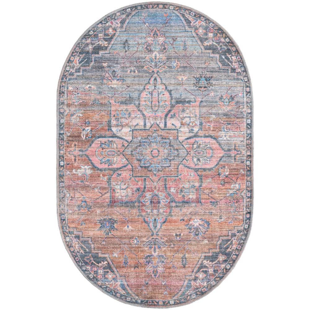 Nostalgia Gem Multi 4 ft. x 6 ft. Oval Machine Washable Area Rug price history on PriceWatchPro