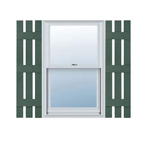 12 in. W x 59 in. H Vinyl Exterior Spaced Board and Batten Shutters Pair in Forest Green