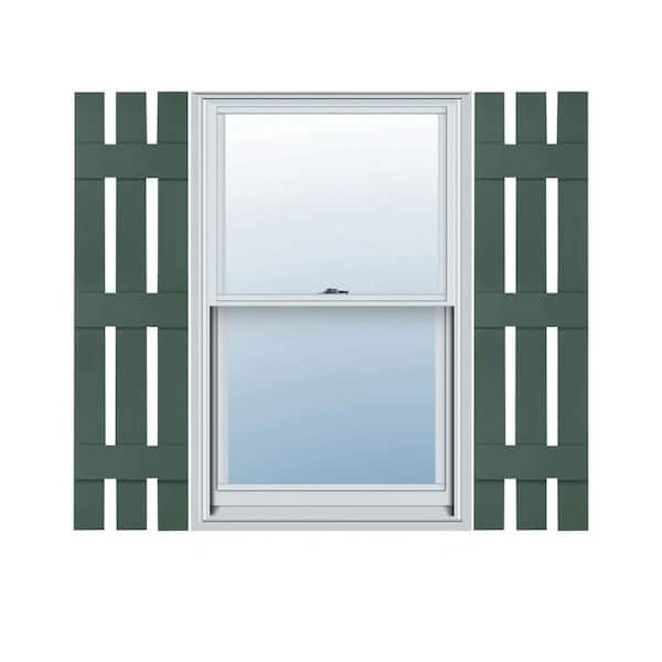 Builders Edge 12 in. W x 59 in. H Vinyl Exterior Spaced Board and Batten Shutters Pair in Forest Green