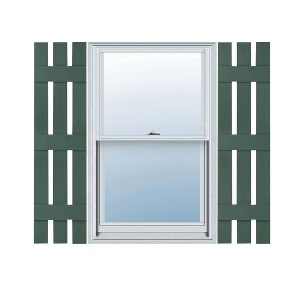 Builders Edge 12 in. W x 63 in. H Vinyl Exterior Spaced Board and Batten Shutters Pair in Forest Green