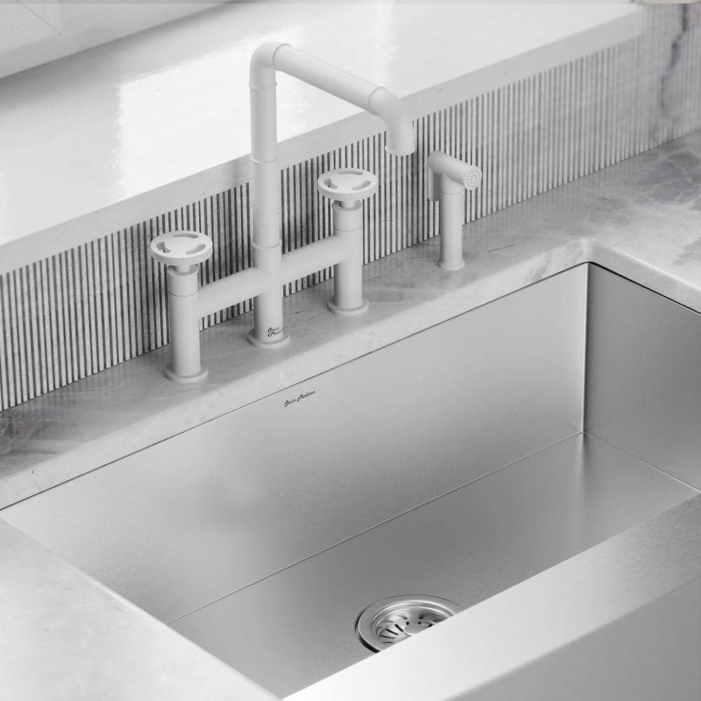 Matte White Nickel Widespread Kitchen Faucet with Side Sprayer