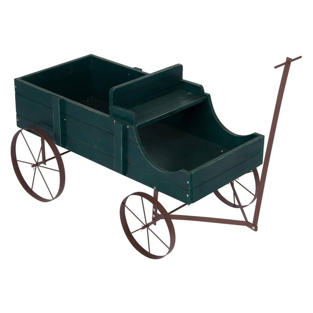 52 in. L Green Cedar Wood Buckboard Amish Wagon Decorative Garden Planter price history on PriceWatchPro