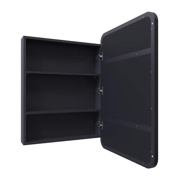 Calla 22 in. W x 32 in. H x 5 in. D Black Recessed Medicine Cabinet with Mirror