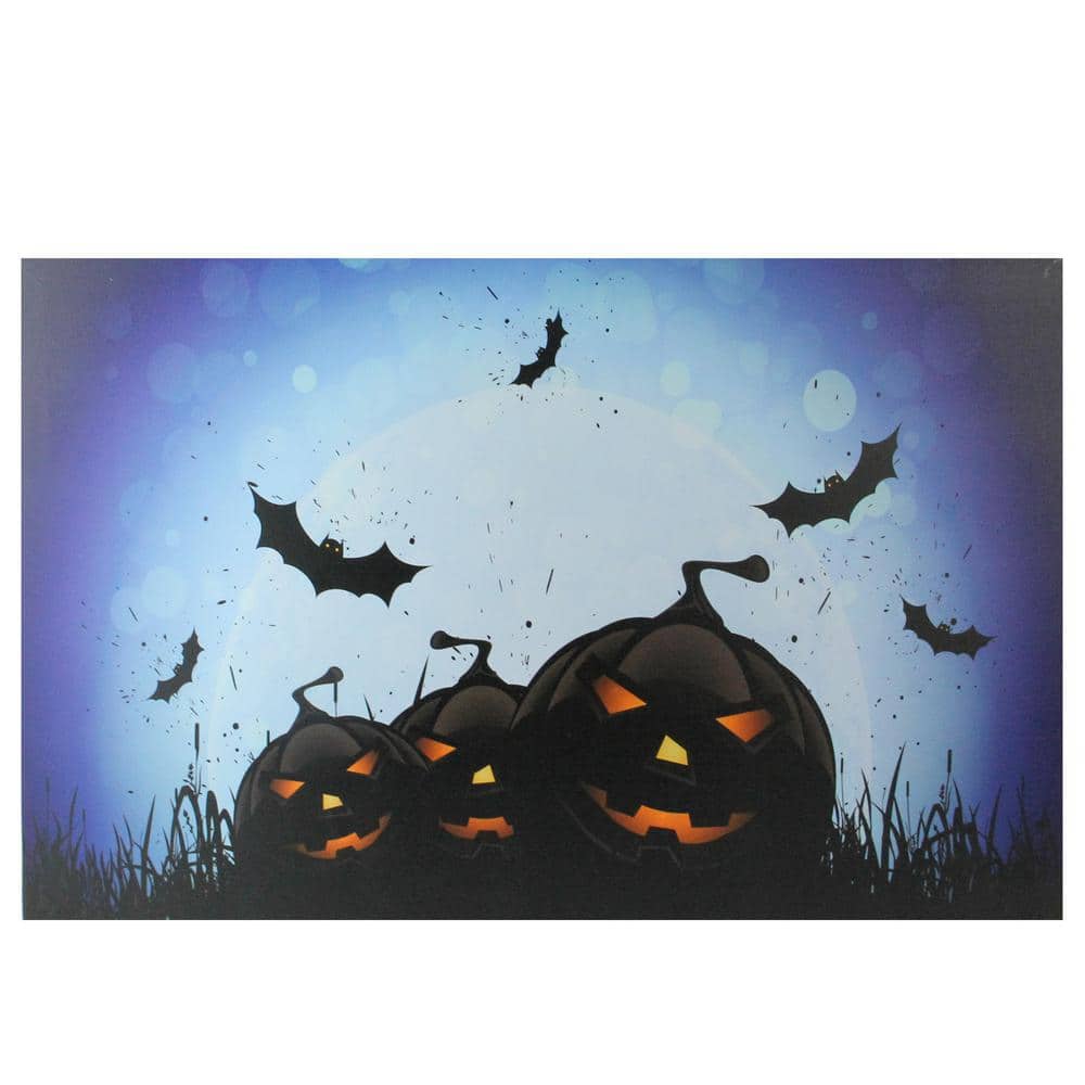 23.5 in. x 15.5 in. LED Lighted Jack-O-Lanterns and Bats Halloween Canvas Wall Art price history on PriceWatchPro