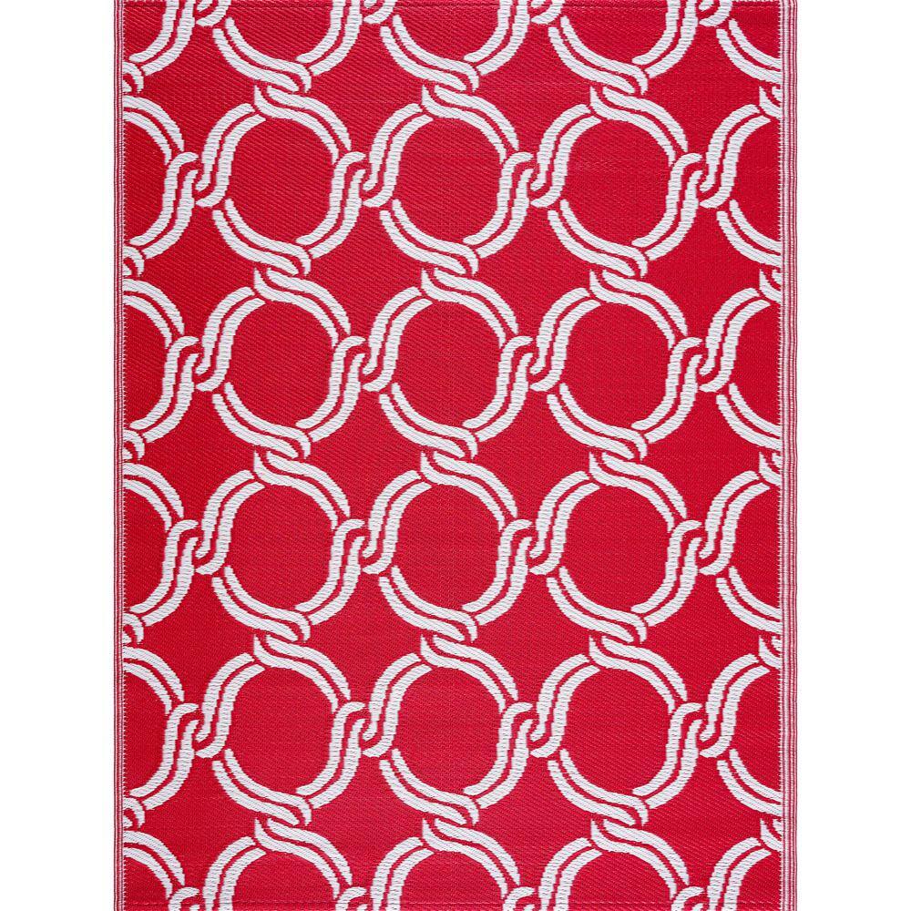 Mykonos Red White 6 ft. x 9 ft. Reversible Recycled Plastic Indoor/Outdoor  Area Rug MKN-R&W-6X9 - The Home Depot