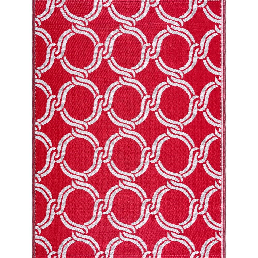 Mykonos Red White 6 ft. x 9 ft. Reversible Recycled Plastic Indoor/Outdoor Area Rug price history on PriceWatchPro